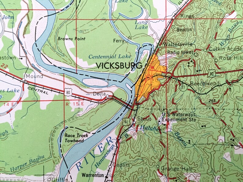 Antique Jackson Mississippi 1962 US Geological Survey Etsy