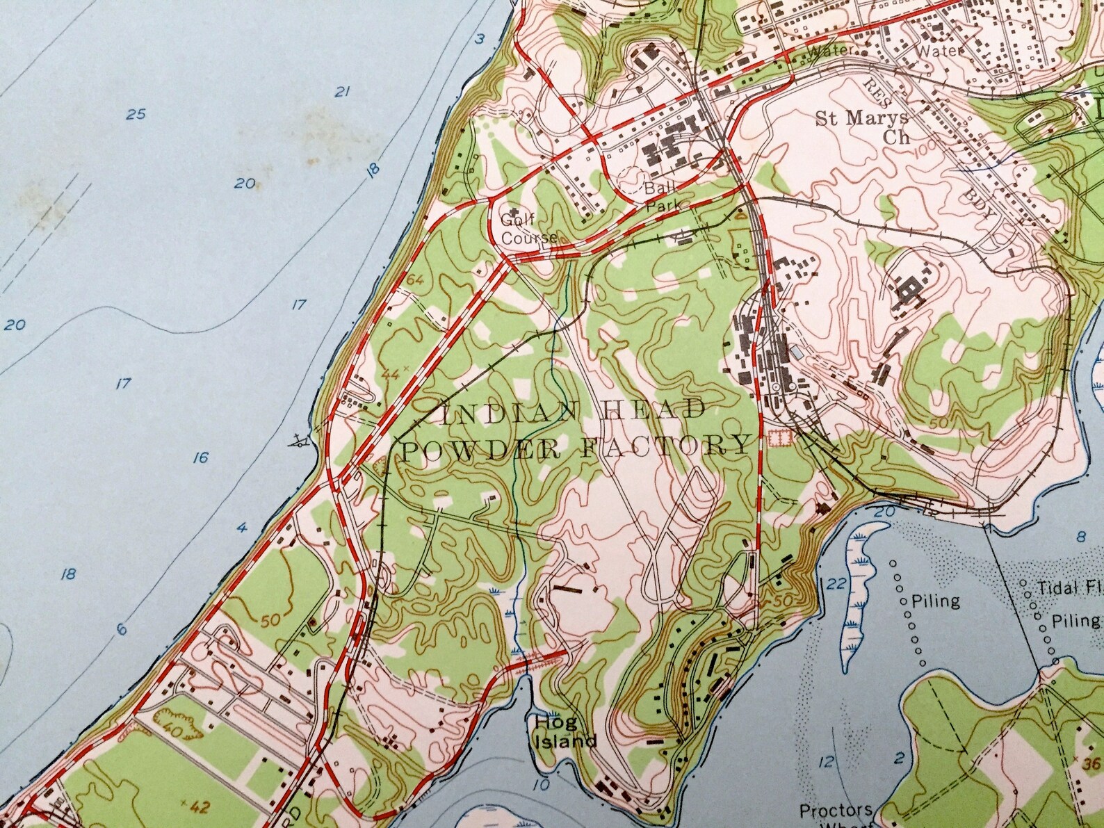 Antique Indian Head Maryland & VA 1956 US Geological Survey Etsy