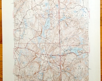 Antique Thompson, Connecticut 1945 Mapa topográfico del Servicio Geológico de EE. UU. – Putnum, Killingly & Burrillville, Glocester, Rhode Island CT RI