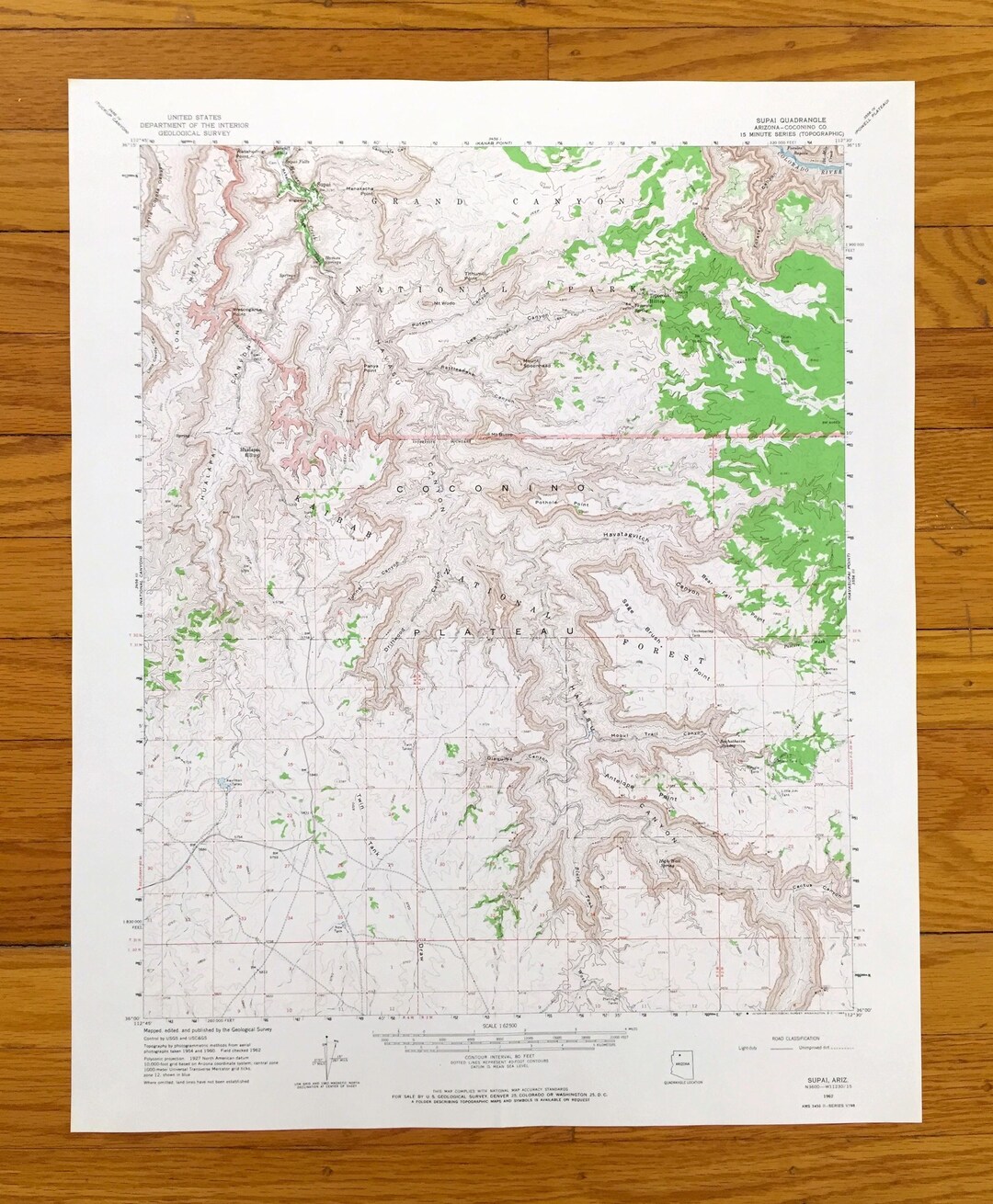 Antique Supai, Arizona 1962 US Geological Survey Topographic Map ...