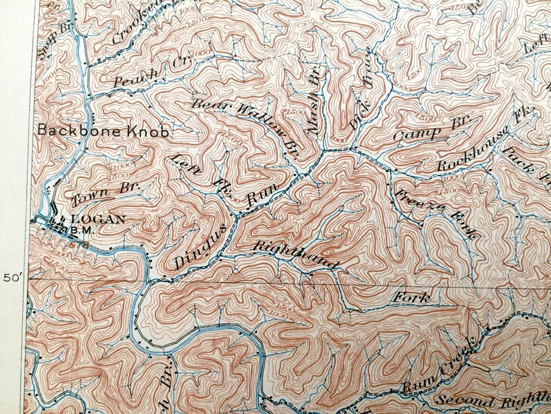 Antique Oceana West Virginia 1898 US Geological Survey Etsy