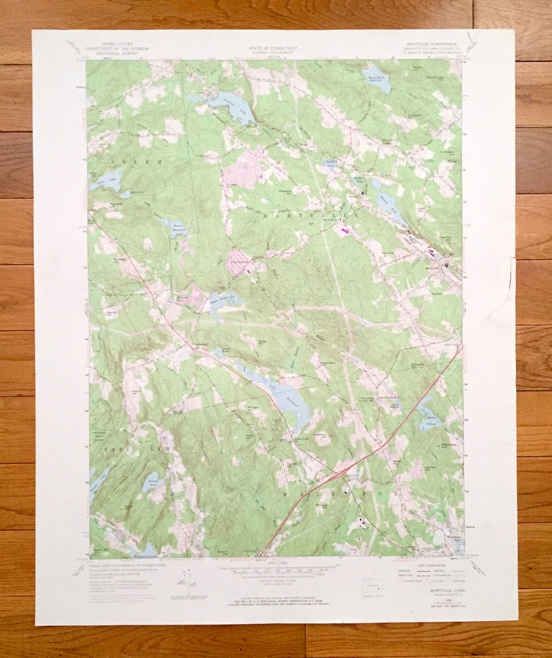 Antique Montville Connecticut 1958 US Geological Survey Etsy