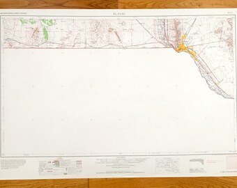Antique El Paso, Texas 1965 US Geological Survey Topographic Map – Fabens, Clint, Canutillo, San Elizario, Smeltertown, Anthony, New Mexico