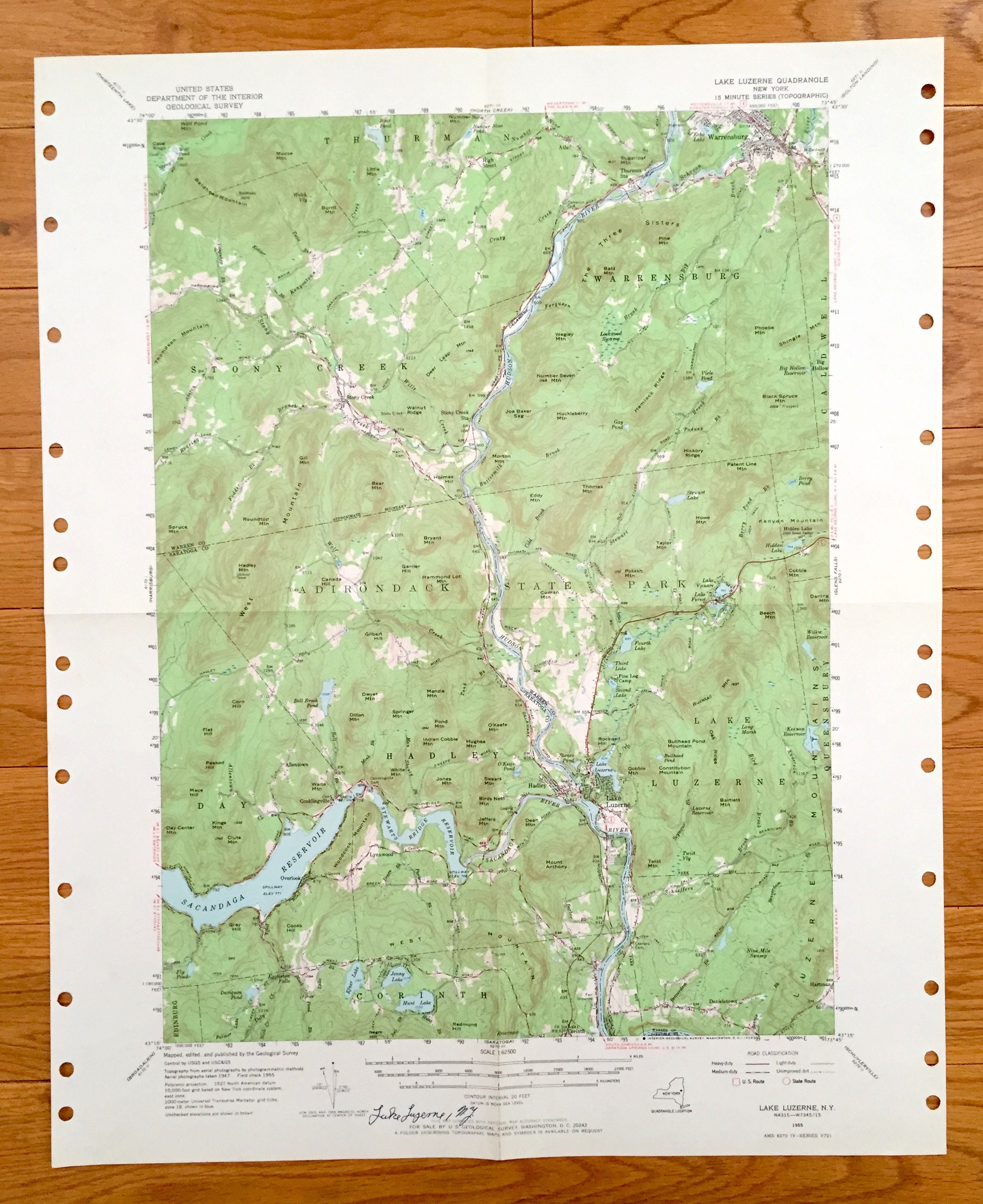 Antique Lake Luzerne New York 1955 US Geological Survey Etsy
