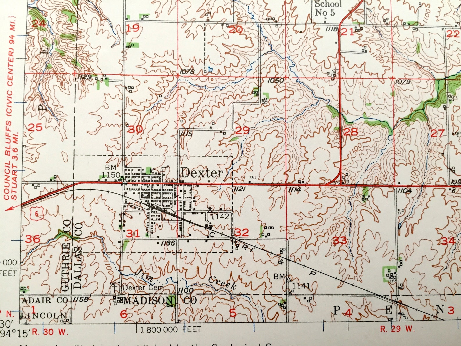 Antique Adel Iowa 1949 US Geological Survey Topographic Map Etsy