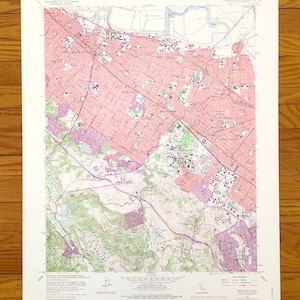 Antieke topografische kaart van Palo Alto, Californië, 1961 US Geological Survey – Silicon Valley, Stanford University, Menlo Park Pulgas Atherton, CA