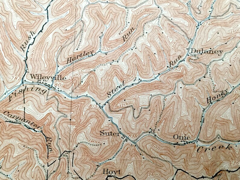 Meade Proctor Pinegrove Antique Littleton West Virginia 1905 US Geological Survey Topographic Map \u2013 Wetzel County Galmish Jacksonburg