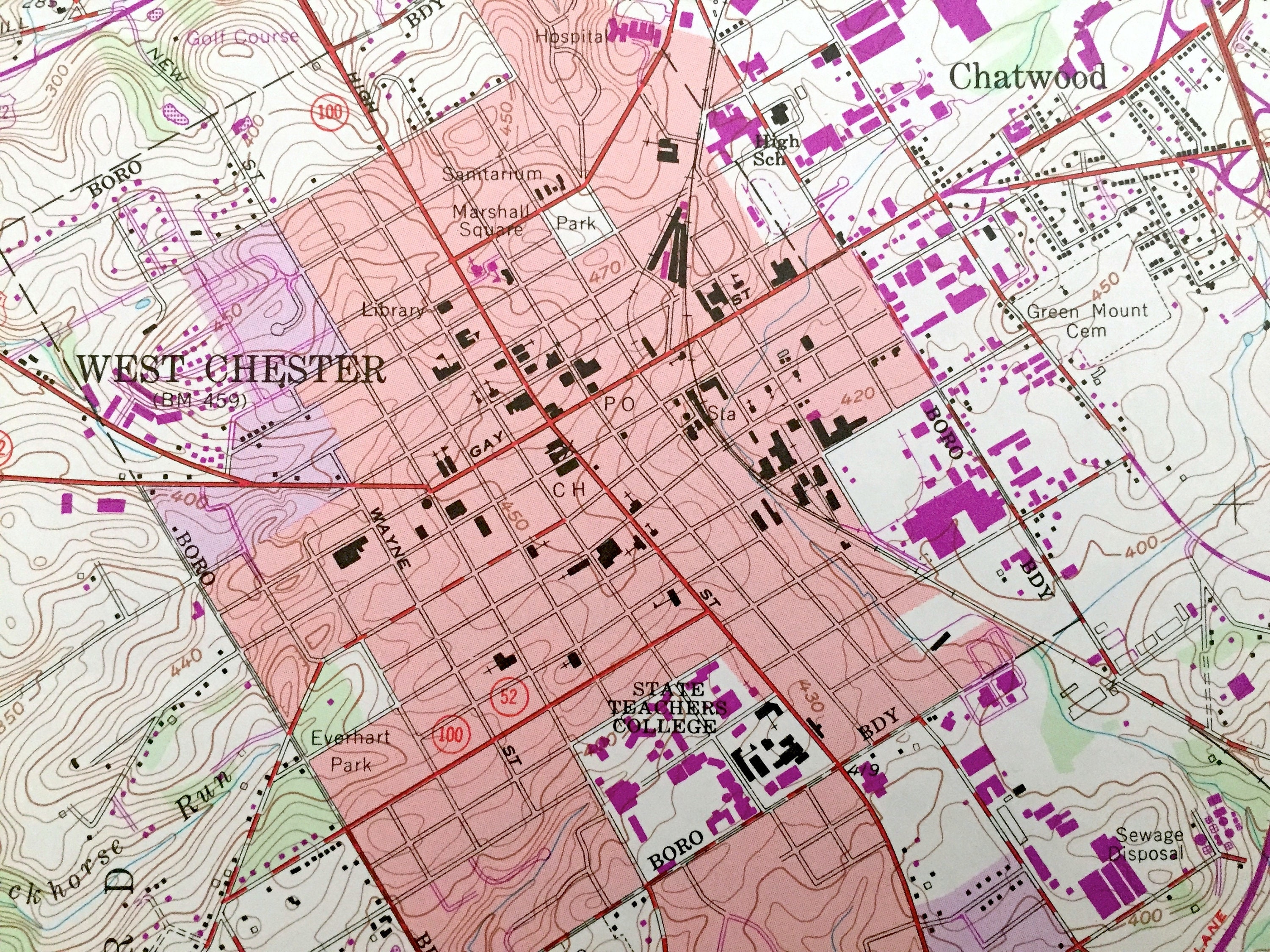 Antique West Chester Pennsylvania 1954 US Geological Survey Etsy
