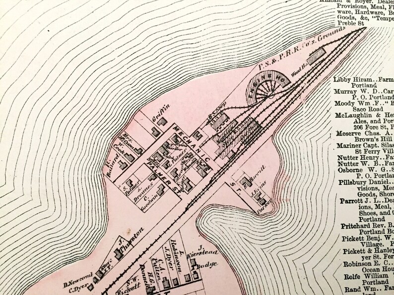 Maine Map from F.W Antique 1871 Cape Elizabeth Fore ME Turner/'s Island Beers Atlas of Cumberland County \u2013 Portland Ligonia Browns Hill