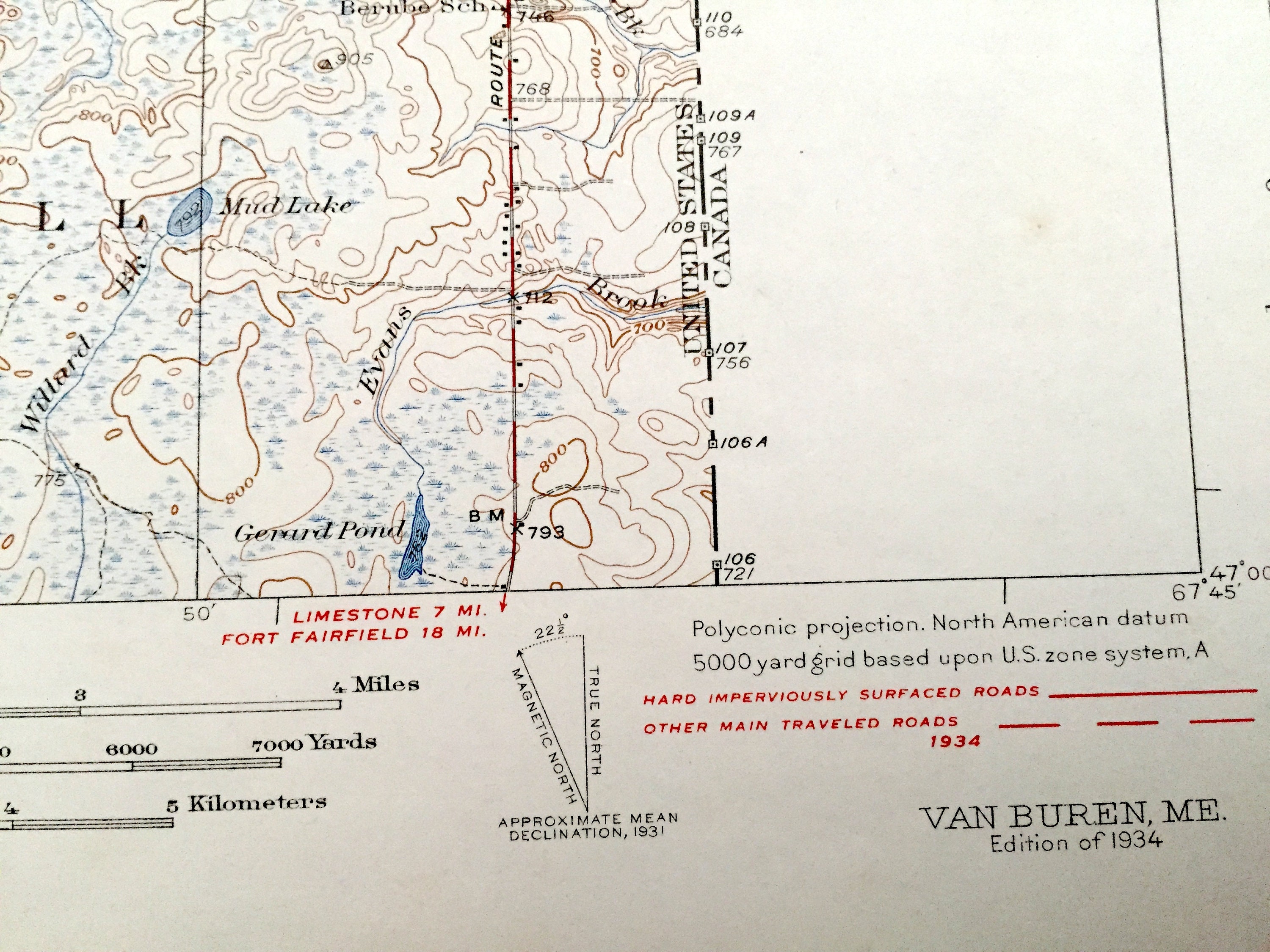 Antique Van Buren Maine 1934 US Geological Survey Topographic Etsy UK