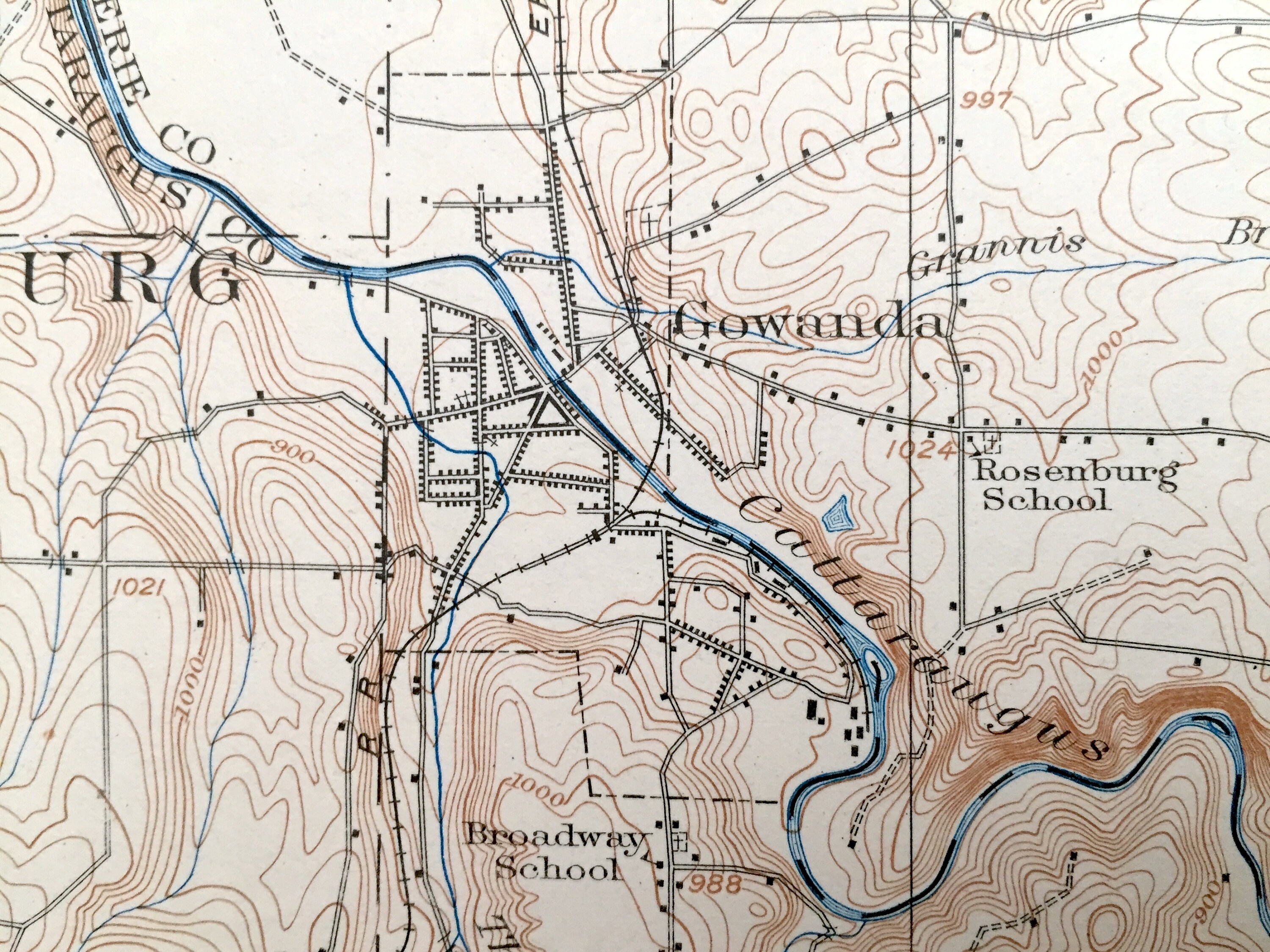 Antique Cattaraugus, New York 1923 US Geological Survey Topographic Map