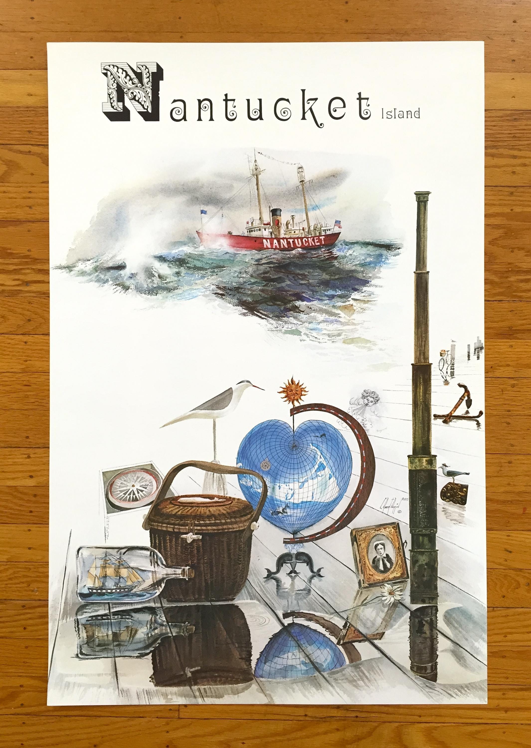 Vintage Nantucket Island-themed Print of Watercolor by Charles