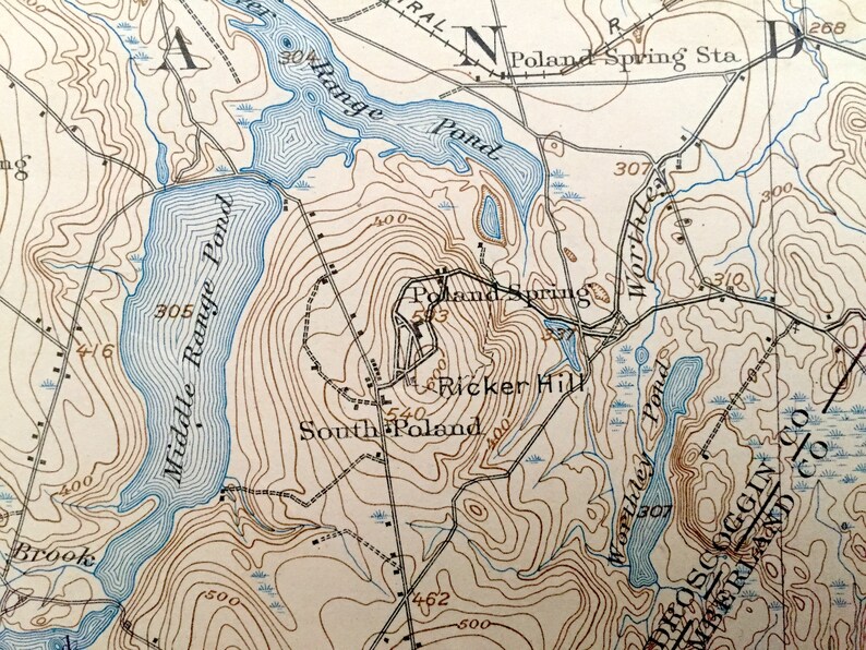 Antique Poland Maine 1908 US Geological Survey Topographic Etsy