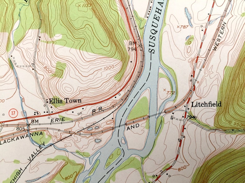 Antique Barton New York Carte topographique de lUS Etsy France