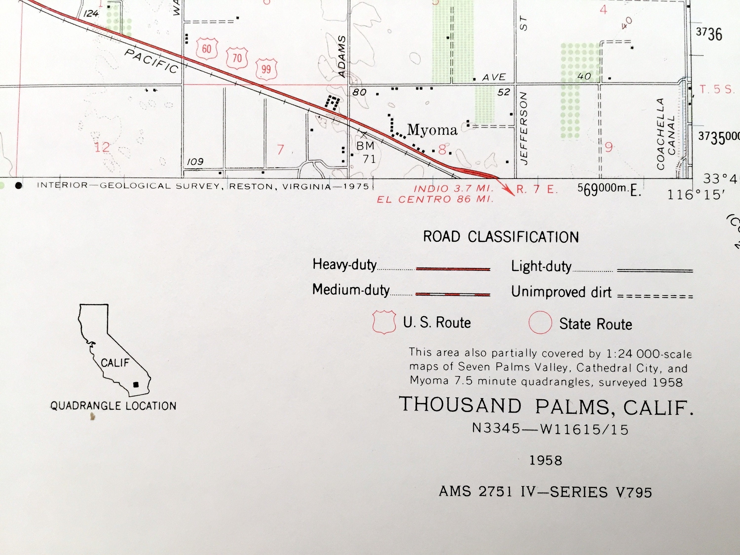 Antique Thousand Palms California 1958 US Geological Survey Etsy