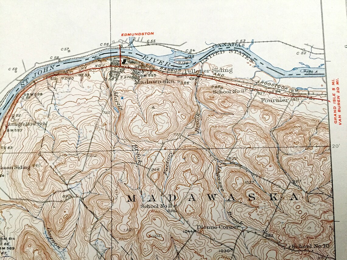 Antique Frenchville Maine 1935 US Geological Survey Etsy UK