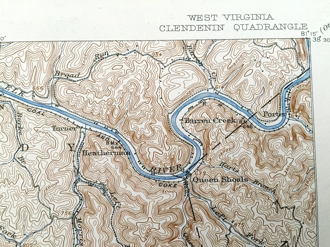 Antique Clendenin West Virginia 1909 US Geological Survey Etsy