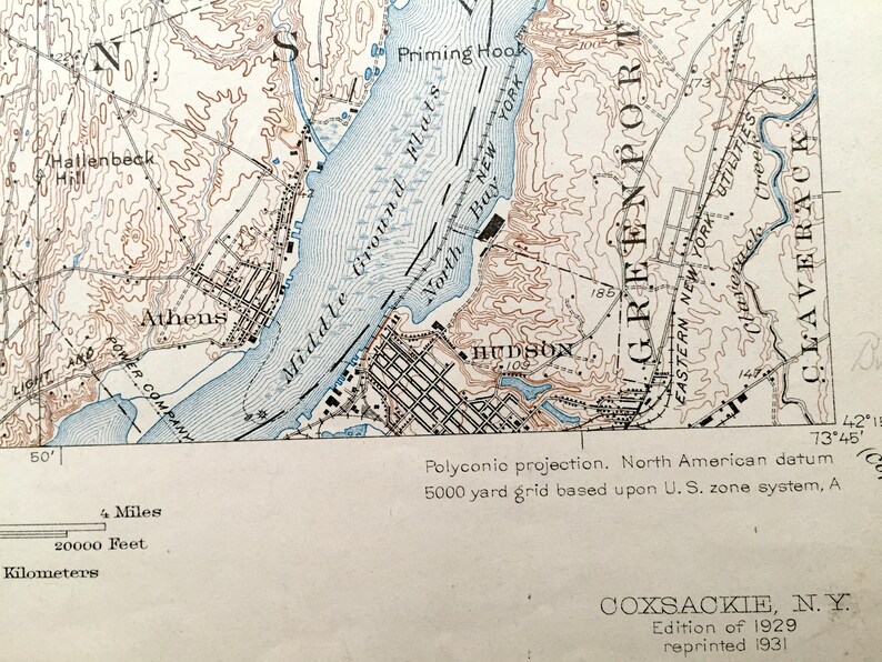 Antique Coxsackie New York 1929 US Geological Survey Etsy