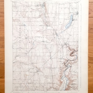 Antique Portage, New York 1905 US Geological Survey Topographic Map – Varsovie, Genesee Falls, Pike, Perry Wethersfield Casttile Centerville NY