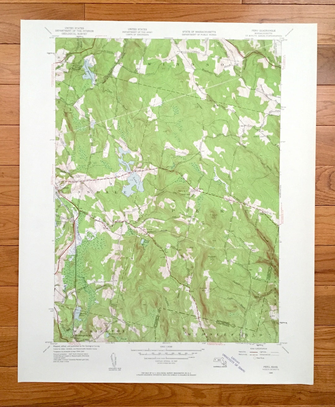 Antique Peru, Massachusetts 1945 US Geological Survey Topographic Map