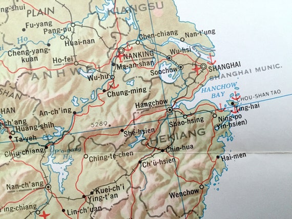 1960年代のアンティーク中国地図 - 共産主義、チベット、ビルマ