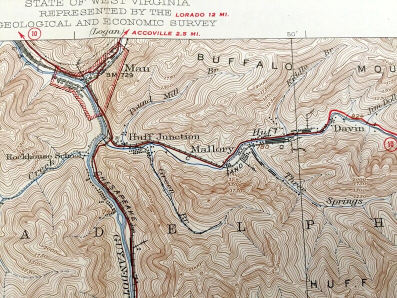 Antique Gilbert West Virginia 1927 US Geological Survey Etsy