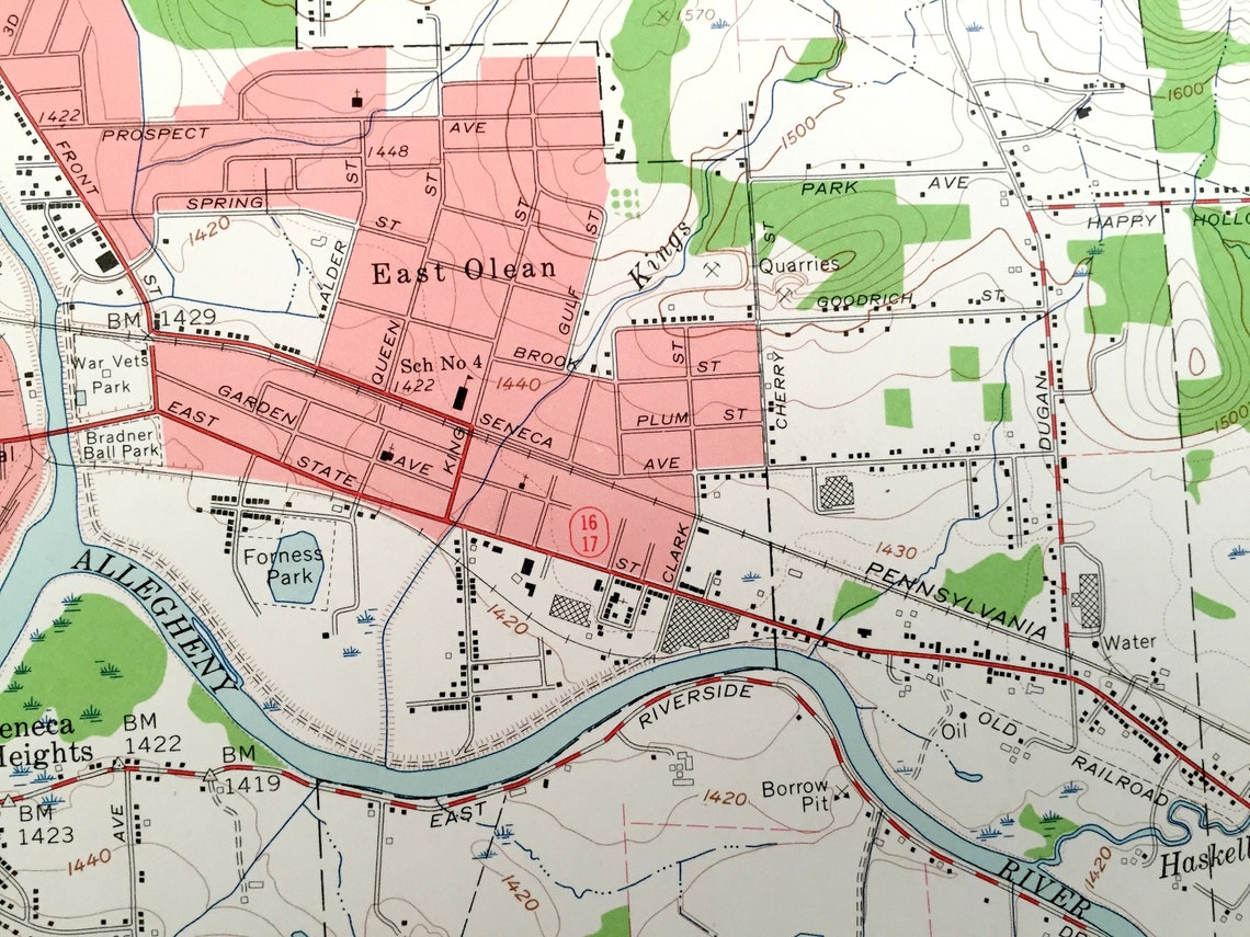 Antique Olean New York 1961 US Geological Survey Topographic Etsy