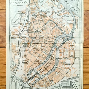 Antike 1925 Danzig, Heringsdorf, Ahlbeck Deutschland Karte von Baedekers Guide Atlas – Forst, Pudagla, Gothen, Sellin, Bansin, Ulrichshorst