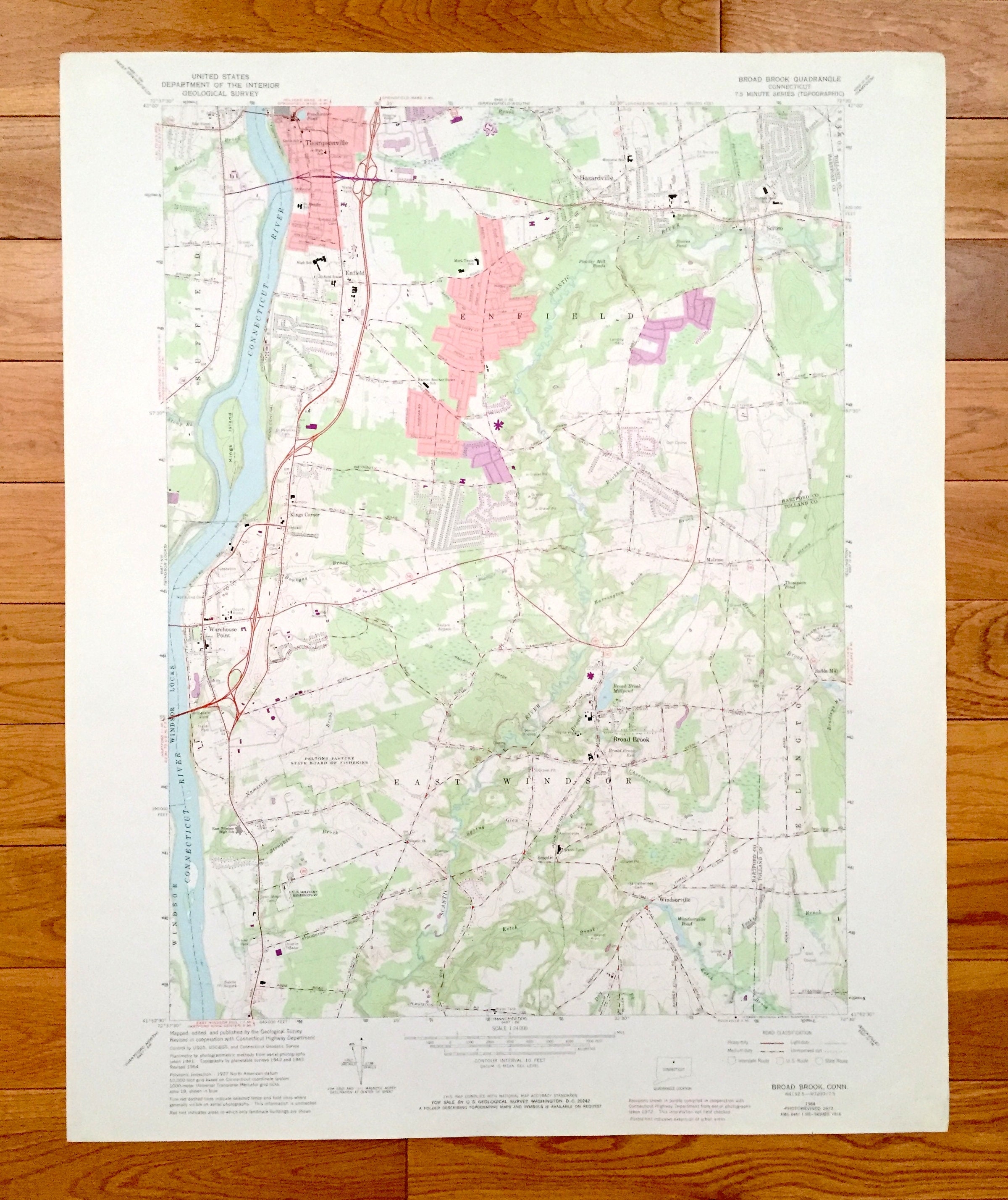 Antique Broad Brook Connecticut 1964 US Geological Survey Etsy