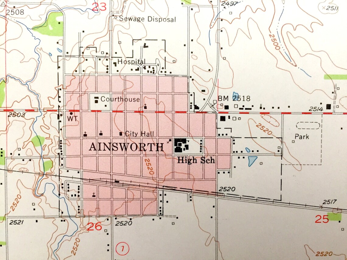 Antique Ainsworth Nebraska 1954 US Geological Survey Etsy