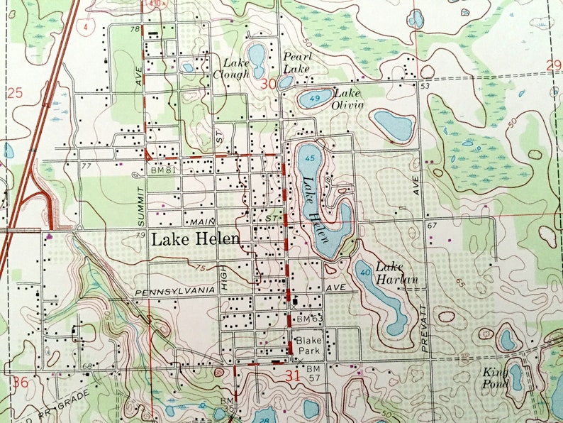 Antique Lake Helen Florida 1966 US Geological Survey Etsy