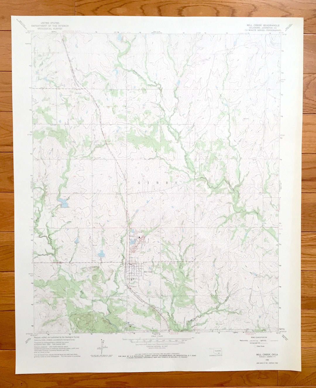 Antique Mill Creek Oklahoma 1963 US Geological Survey Etsy