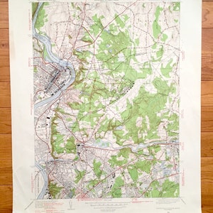Mapa topográfico antigo do Serviço Geológico dos EUA de Springfield e Holyoke, Massachusetts, 1946 – Condado de Hampden, South Hadley, Granby, Chicopee, MA
