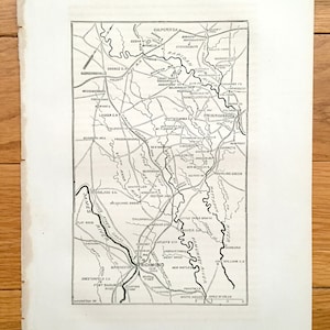 Antique 1865 Richmond, Virginia Map from The History of the Civil War in The United States by Samuel M. Schmucker – Fredericksburg, Culpeper