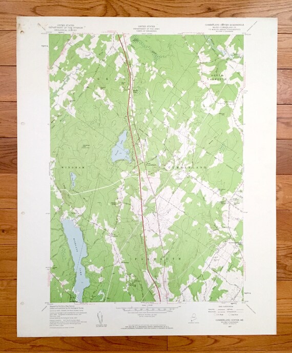 Antique Cumberland Center Maine 1957 US Geological Survey Etsy