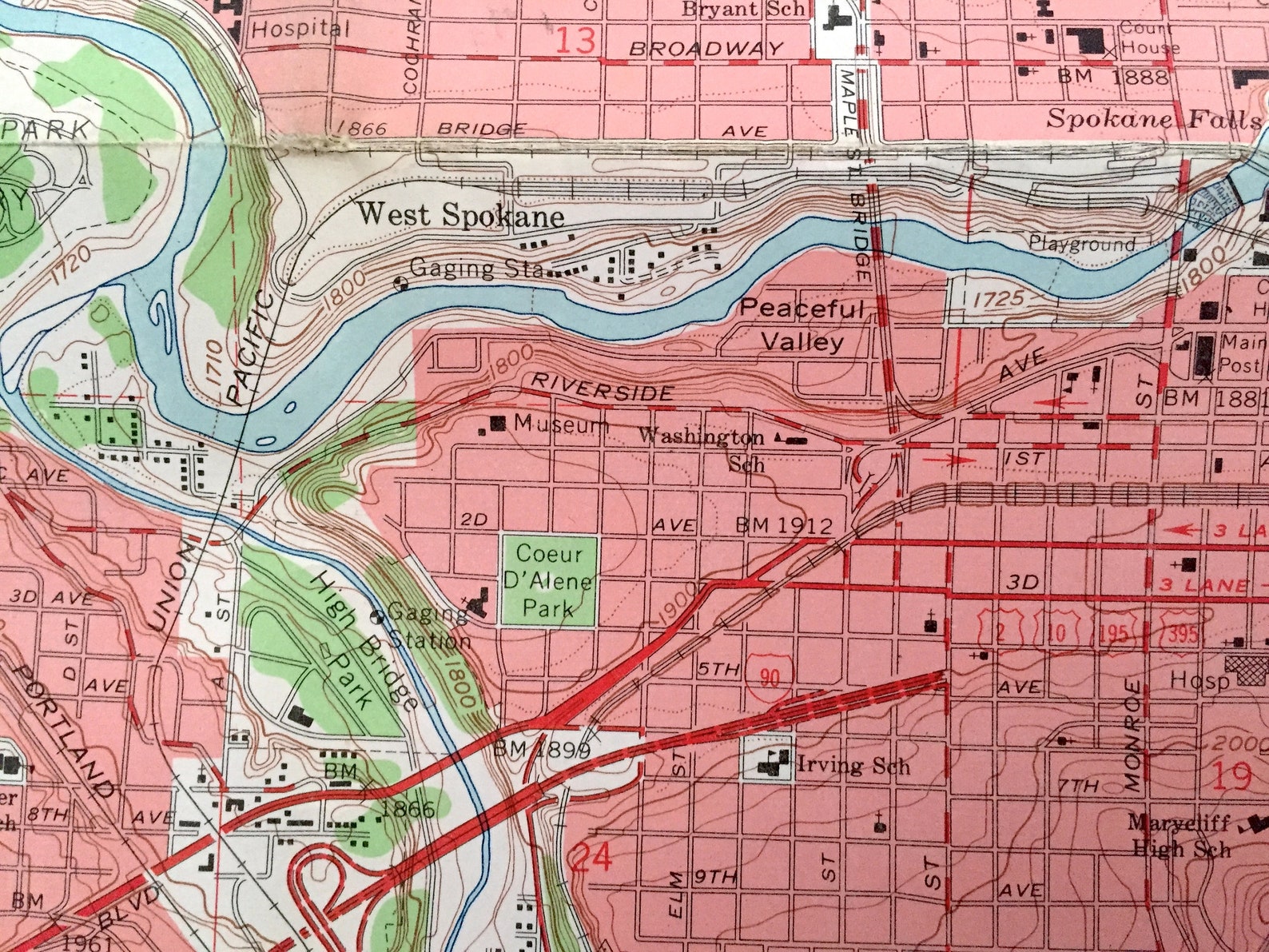 Antique Spokane Washington 1963 Geological Survey Map Etsy