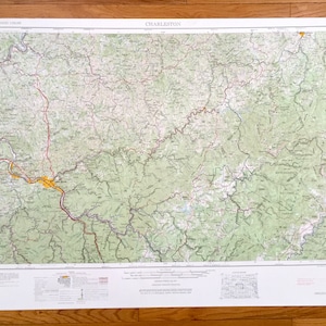 Mapa topográfico antigo de Charleston, West Virginia 1956 do US Geological Survey - Saint Albans, Chesapeake, Gassaway, Buckhannon, Dunbar, Nitro