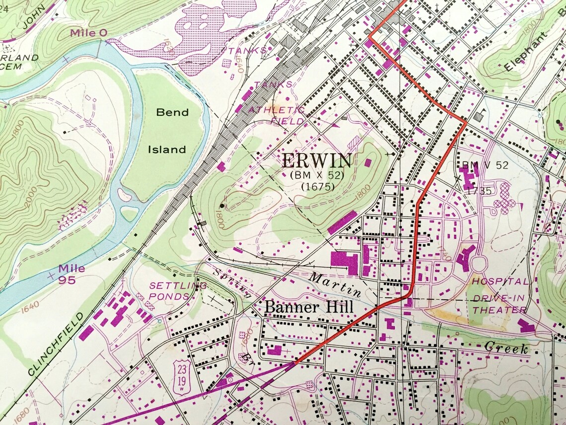 Antique Erwin Tennessee 1939 US Geological Survey Topographic Etsy