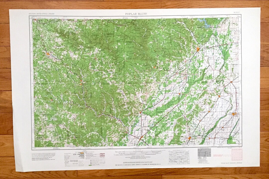 Antique Poplar Bluff, Missouri 1960 US Geological Survey Topographic