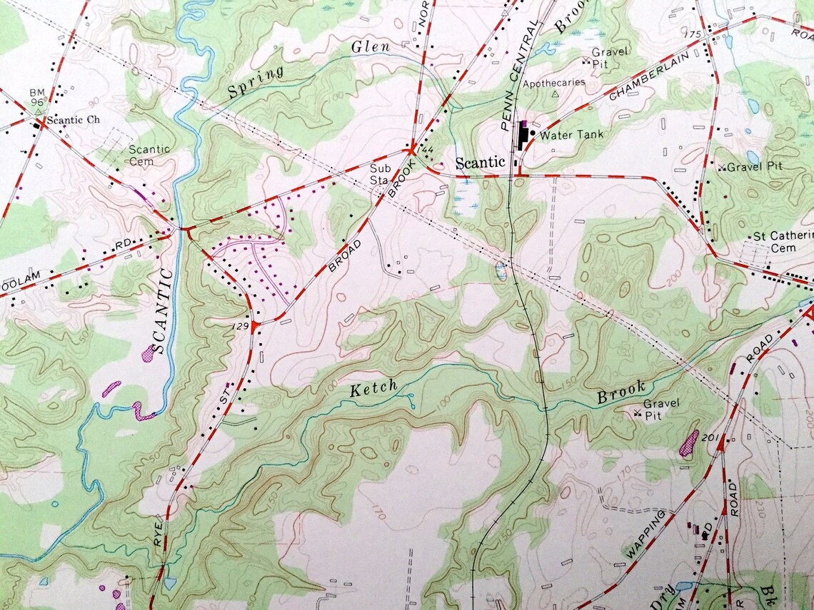 Antique Broad Brook Connecticut 1964 US Geological Survey Etsy