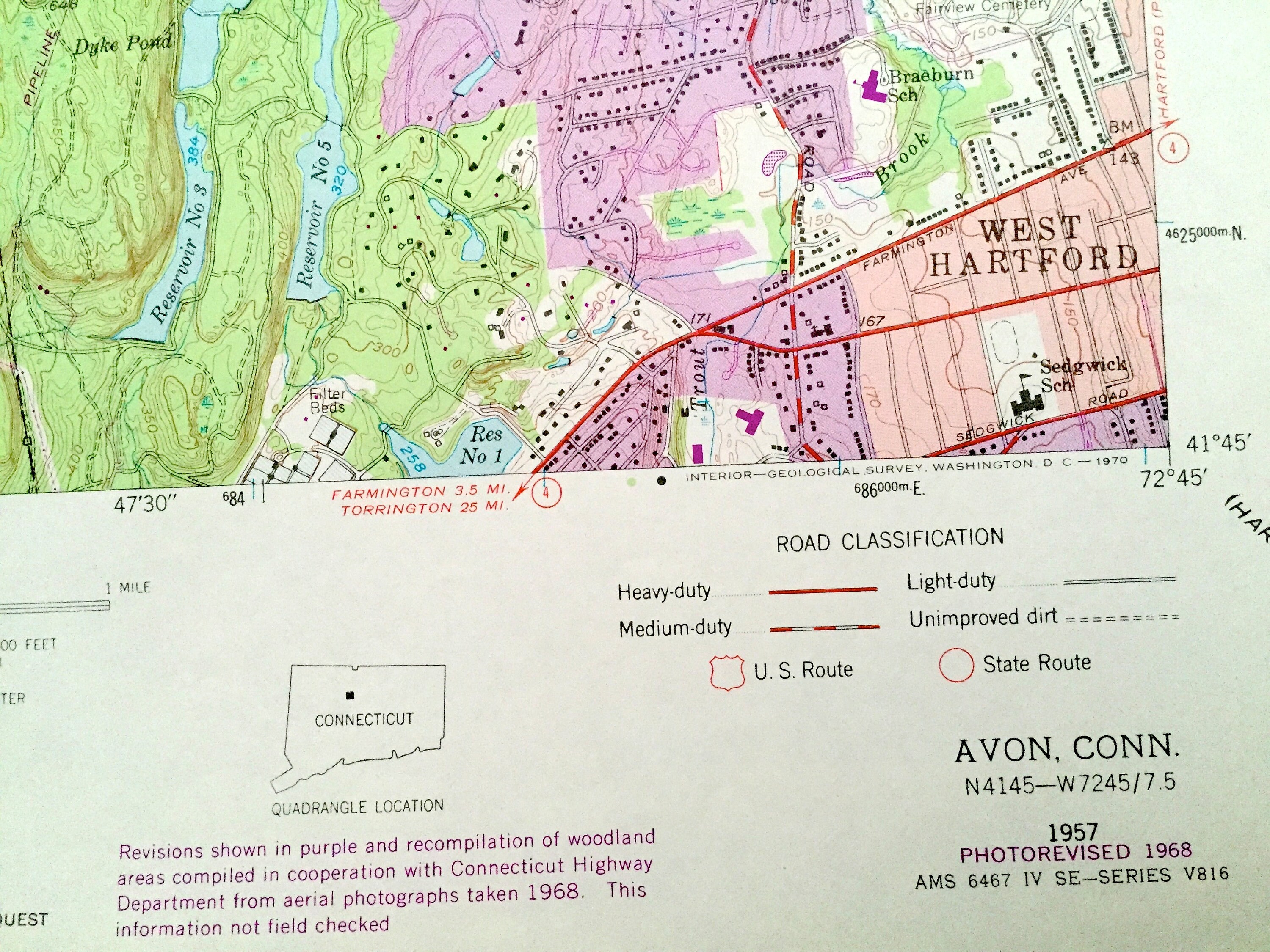 Antique Avon Connecticut 1957 US Geological Survey Etsy