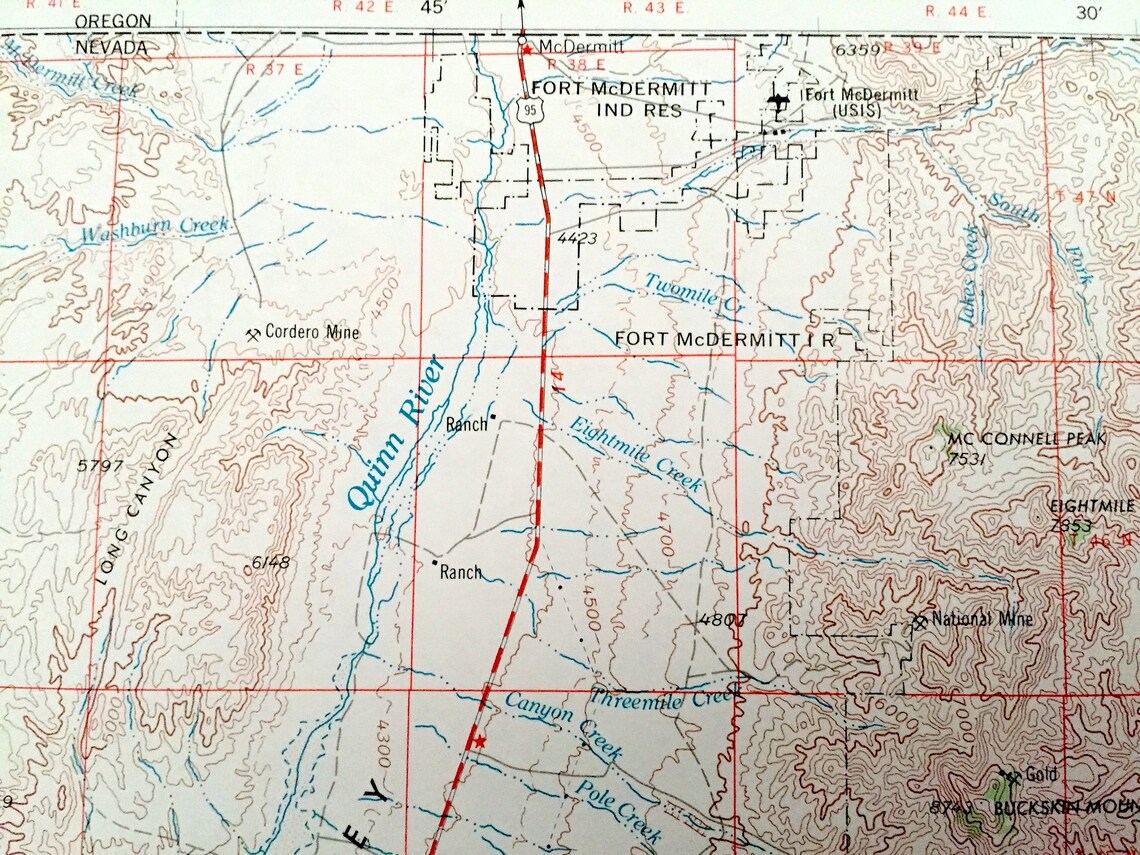 Antique McDermitt Nevada 1955 US Geological Survey Etsy