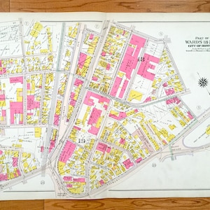 Antike 1906 Roxbury & Brookline, Massachusetts Karte von GW Bromley Atlas – Boston, Suffolk County, Fort Hill, John Eliot Square, Mission