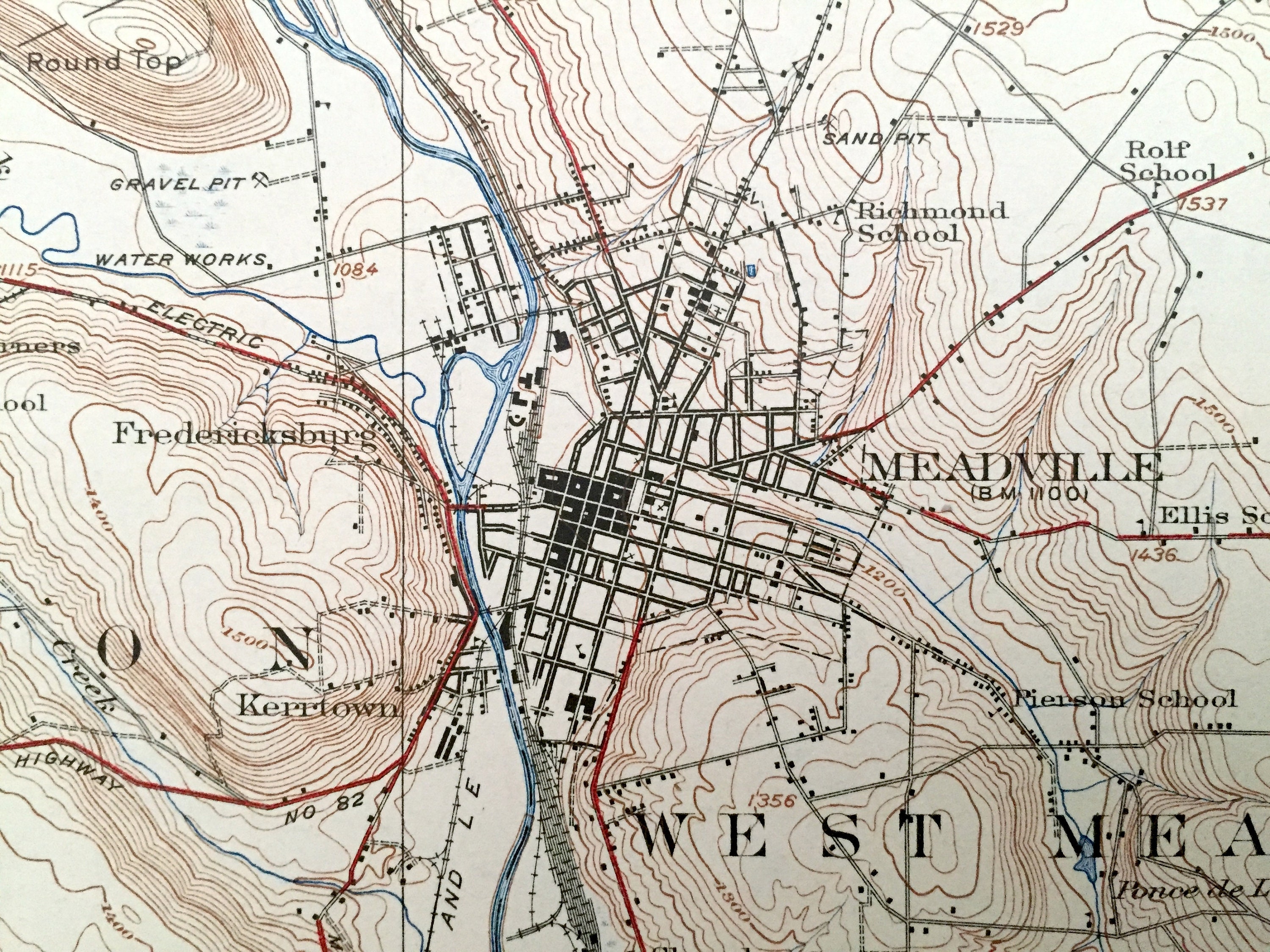 Antieke Meadville Pennsylvania 1925 Amerikaanse geologische - Etsy 