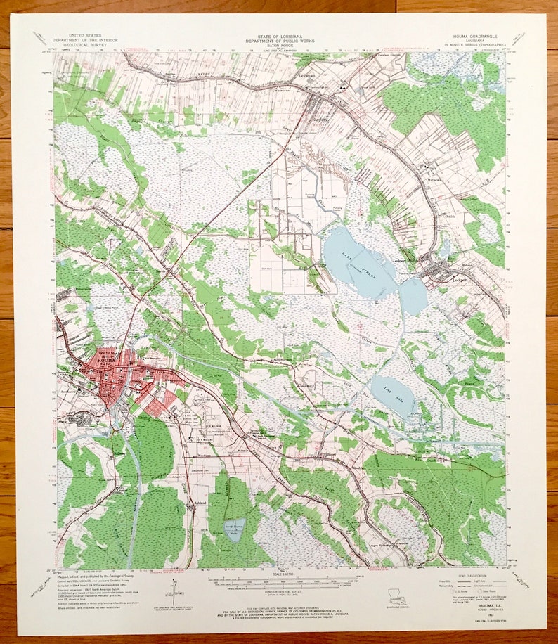 Antique Houma Louisiana 1963 Us Geological Survey Topographic Etsy - image 0