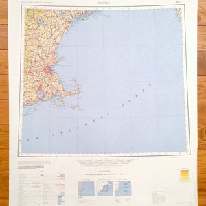 Mapa topográfico antiguo de Boston, Massachusetts 1969 del Servicio Geológico de los Estados Unidos – Cambridge, Somerville, Worcester, Providence, Cape Cod Newport MA