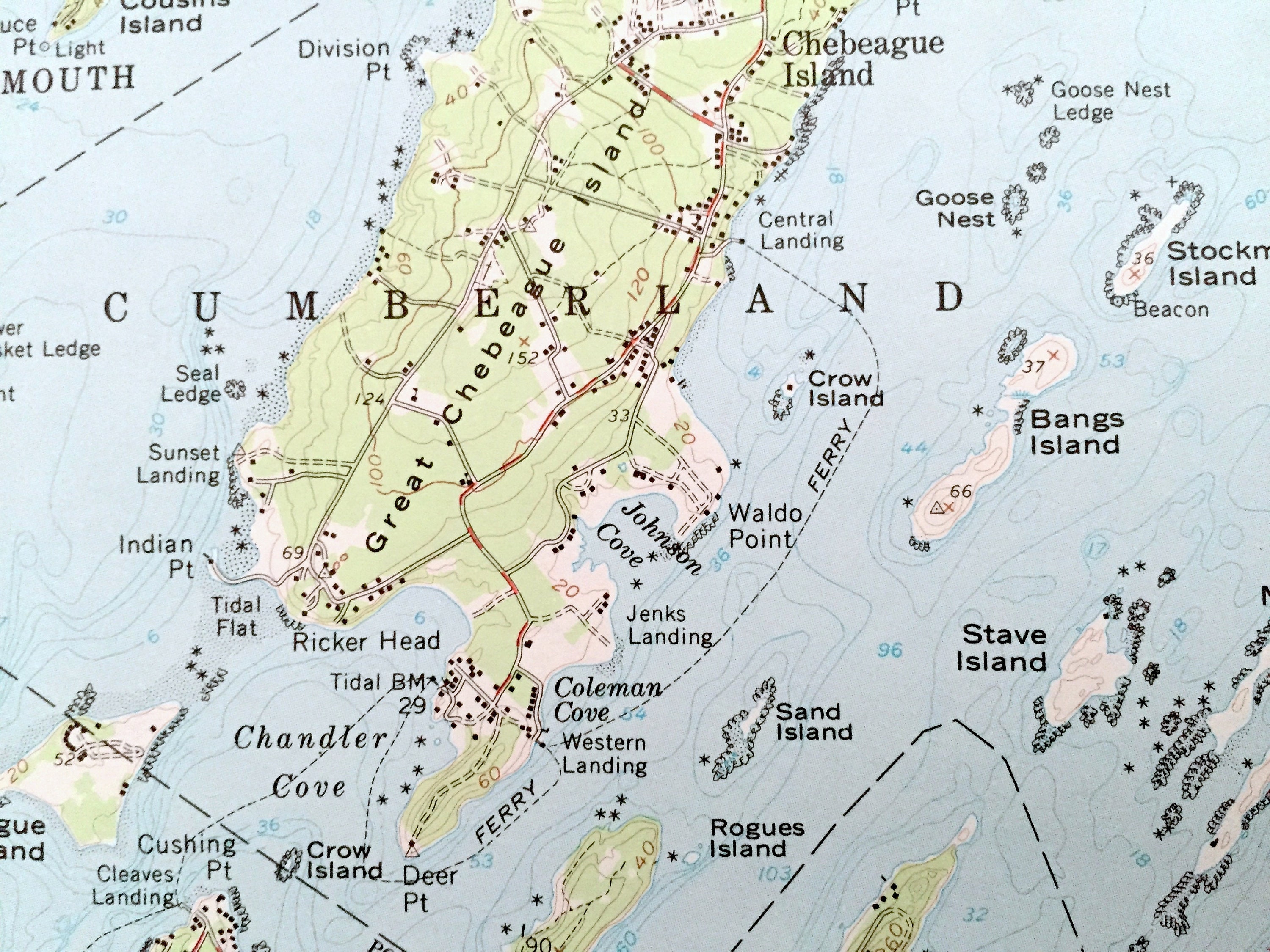 Antique Casco Bay, Maine 1957 US Geological Survey Topographic Map ...