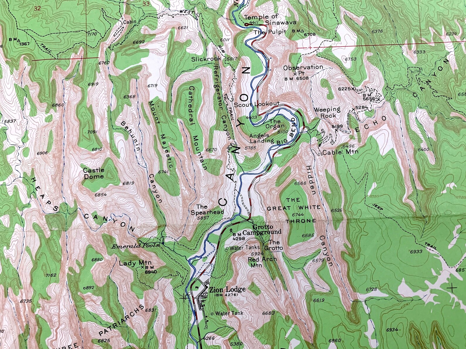 Antique Zion National Park, Utah 1957 US Geological Survey Topographic ...