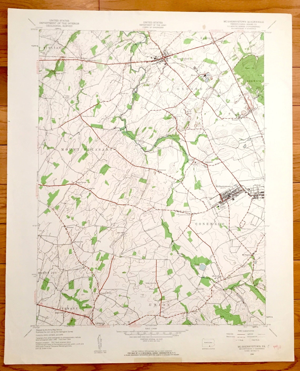 Antique Mcsherrystown Pennsylvania 1944 US Geological Survey Etsy