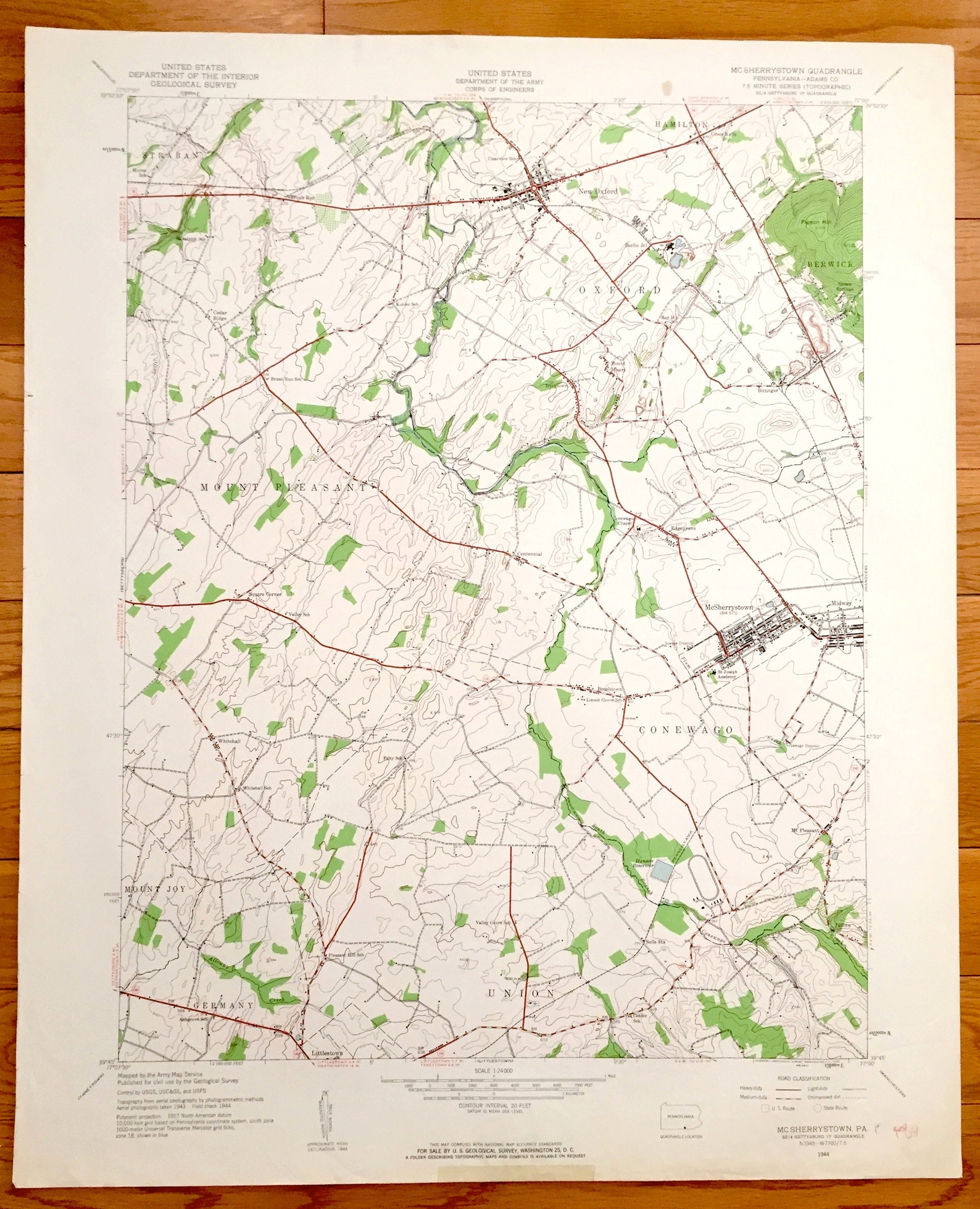 Antique Mcsherrystown Pennsylvania 1944 US Geological Survey Etsy